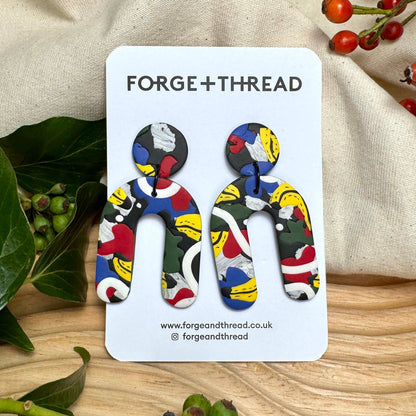F+T POP ART BANANA LARGE ARCH EARRINGS