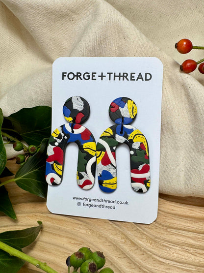 F+T POP ART BANANA LARGE ARCH EARRINGS