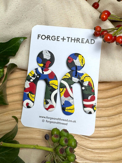 F+T POP ART BANANA LARGE ARCH EARRINGS