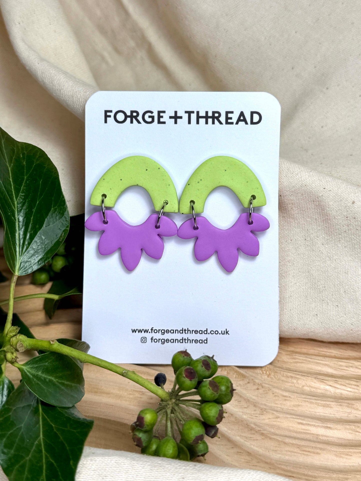MAISY EARRING - SPECKLED WASABI & LILAC