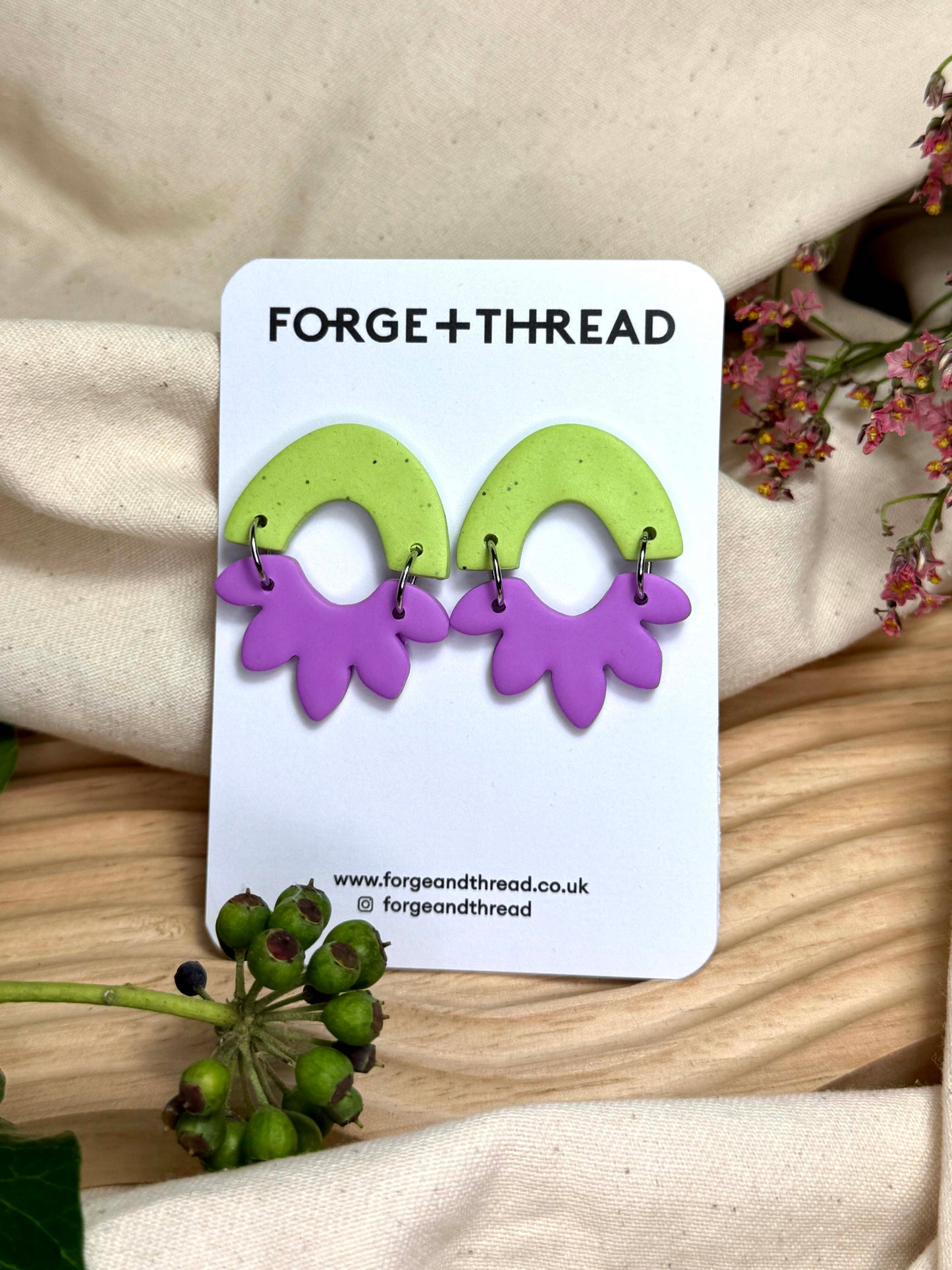 MAISY EARRING - SPECKLED WASABI & LILAC