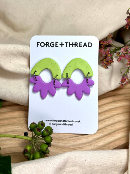 MAISY EARRING - SPECKLED WASABI & LILAC