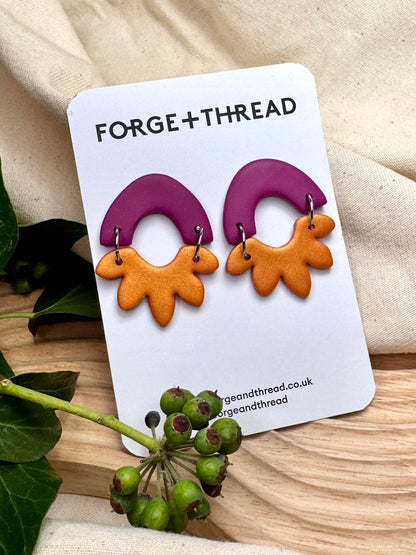 MAISY EARRING - PURPLE & BRONZE