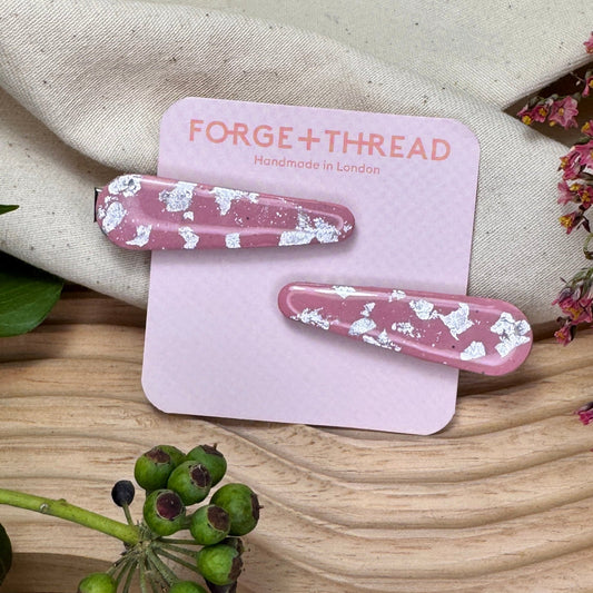 PINK & SILVER HAIR SLIDES