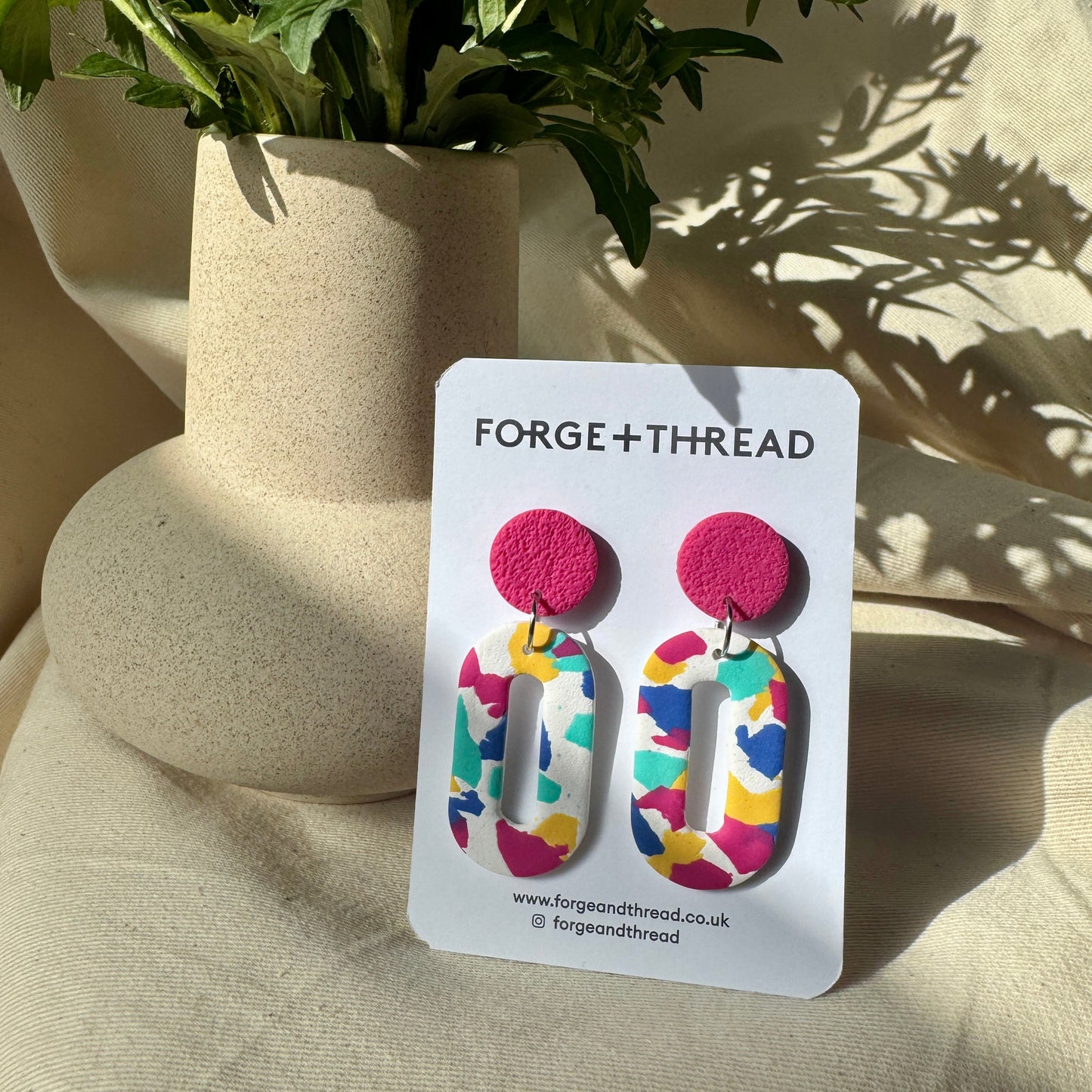 WHITE TERRAZZO OVAL EARRINGS