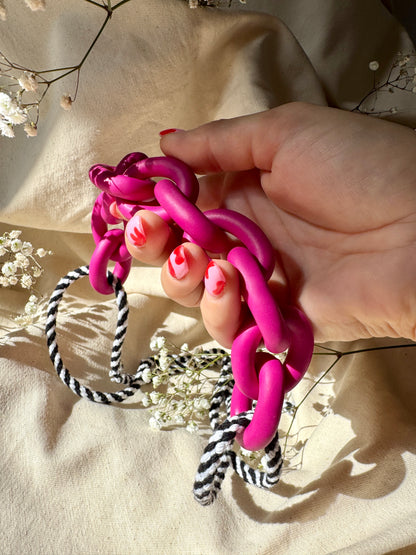 FUCHSIA PINK CHUNKY LINK NECKLACE