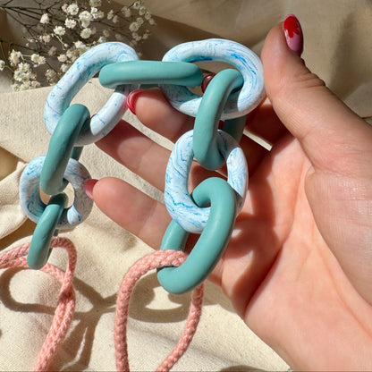 DEEP TURQUOISE AND MARBLE CHUNKY LINK NECKLACE