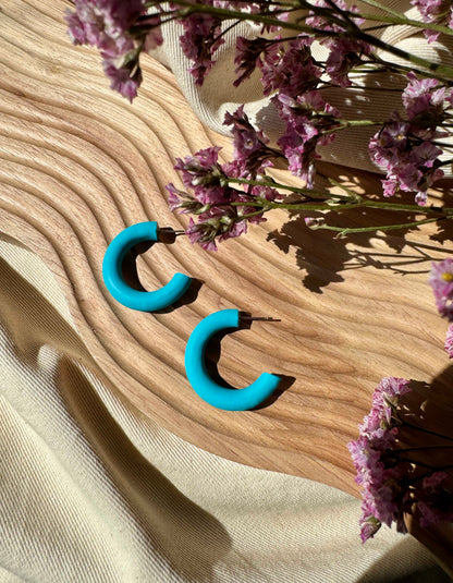 AQUA SMOOTH HOOP EARRINGS