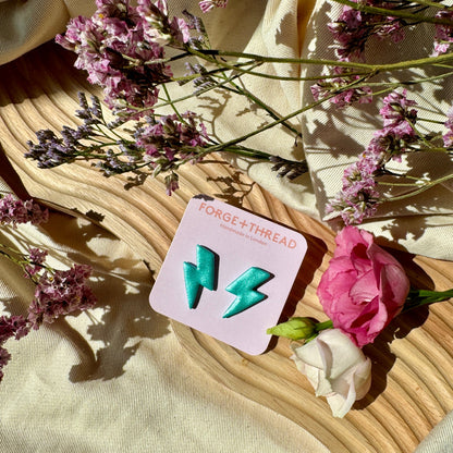 TEAL GREEN METALLIC LIGHTNING STUDS