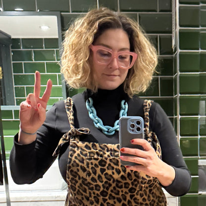 BLUE SPECKLE CHUNKY LINK NECKLACE