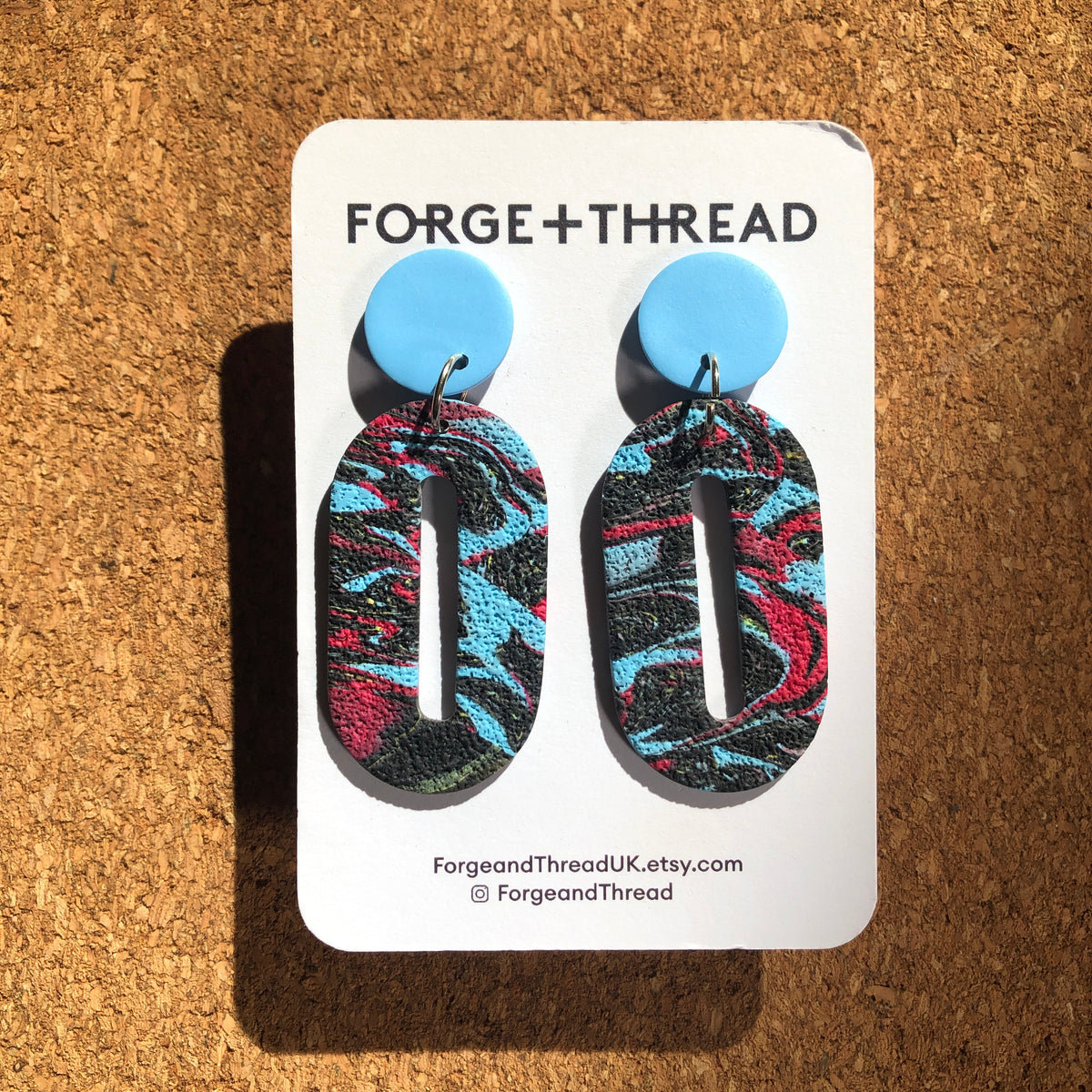 ABSTRACT TEXTURED OVAL DROP EARRINGS