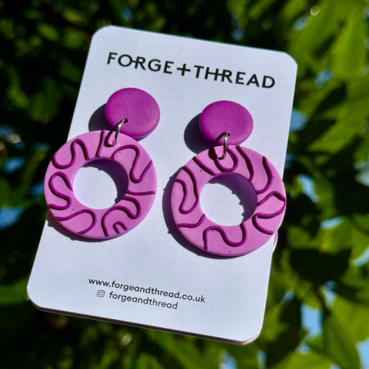 BERRY WIGGLE TEXTURED CIRCLE EARRINGS