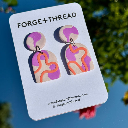 LILAC & PEACH WIGGLE ARCH EARRINGS