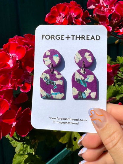 PURPLE TERRAZZO ARCH EARRINGS