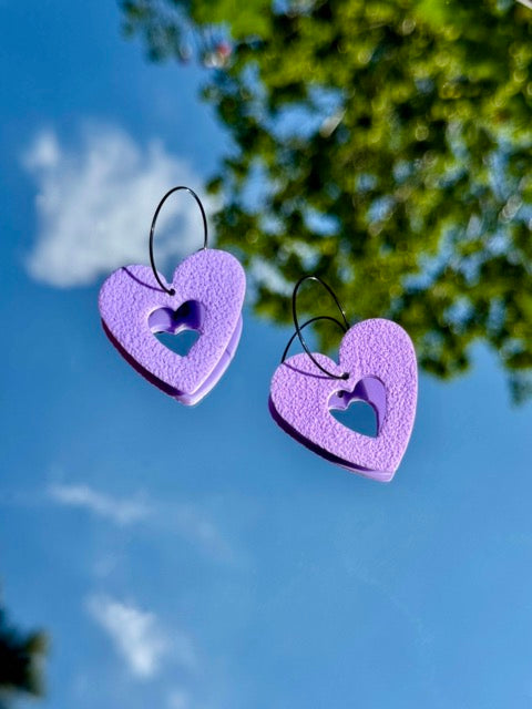 LARGE LILAC TEXTURED HEARTS