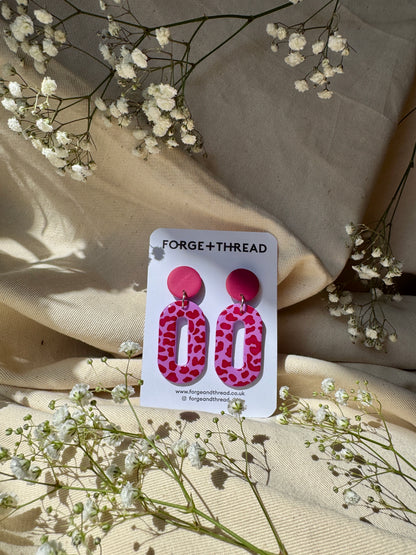 PURPLE LEOPARD OVAL EARRINGS