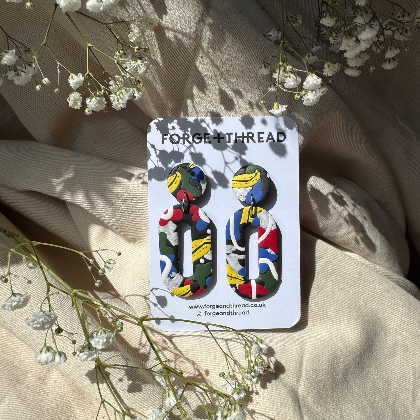 F+T POP ART BANANA OVAL EARRINGS