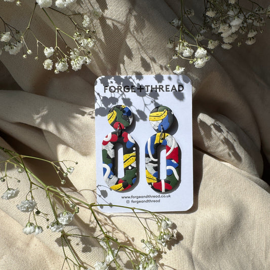 F+T POP ART BANANA OVAL EARRINGS