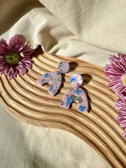 PINK & SILVER ARC EARRINGS