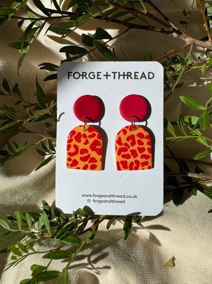 LEOPARD OVAL EARRINGS