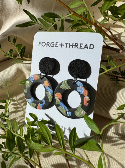 BLACK TERRAZZO CIRCLE EARRINGS