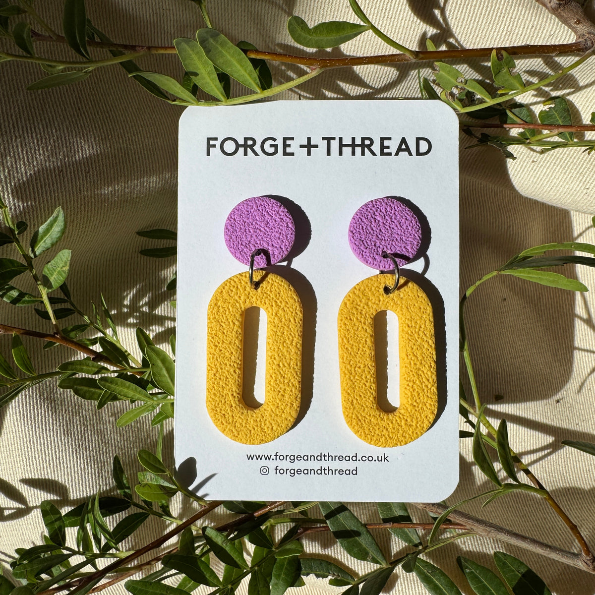 YELLOW TEXTURED OVAL DROP EARRINGS