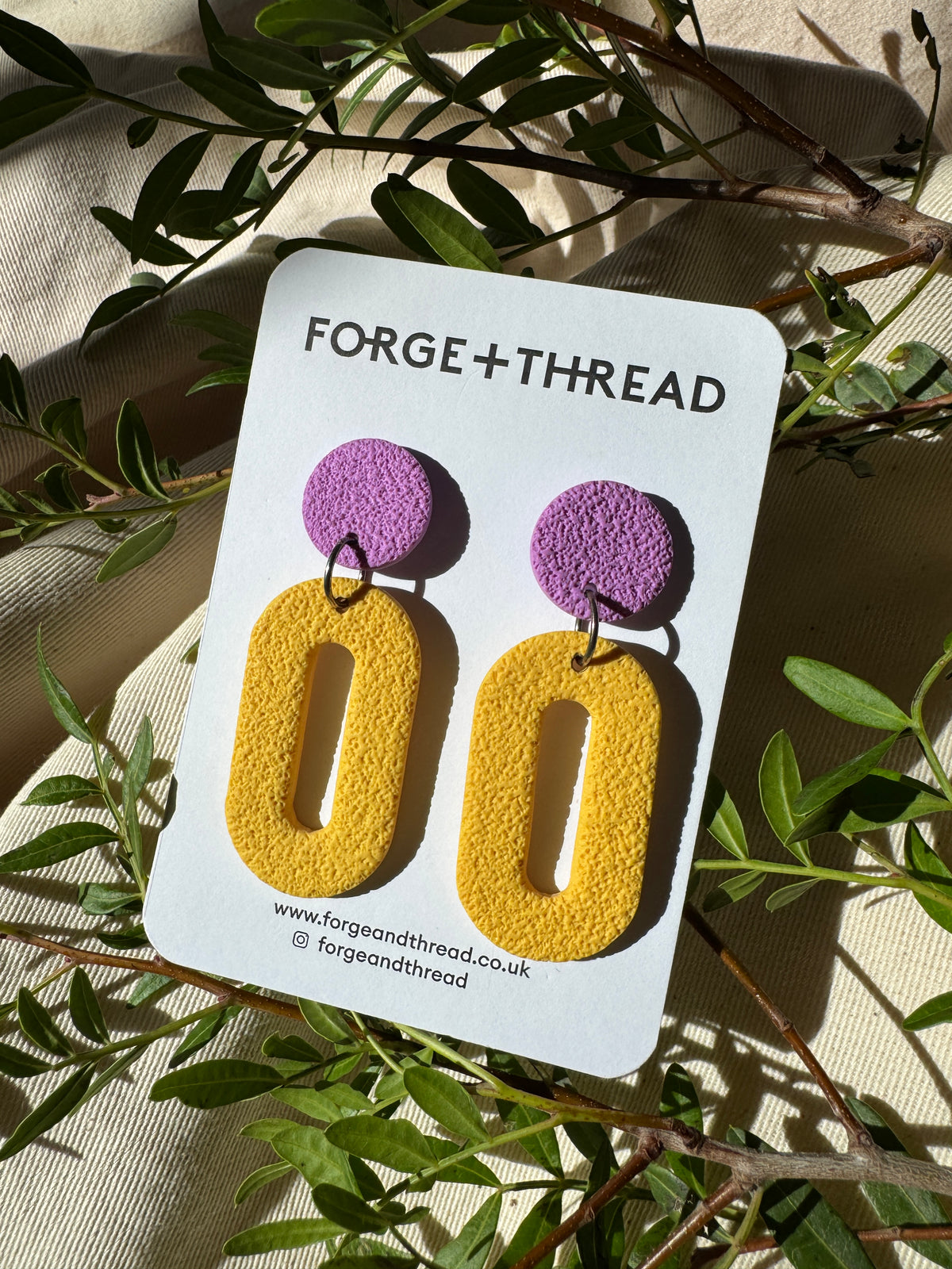YELLOW TEXTURED OVAL DROP EARRINGS