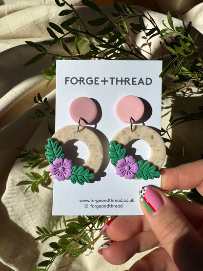 3D FLOWER CIRCLE EARRINGS