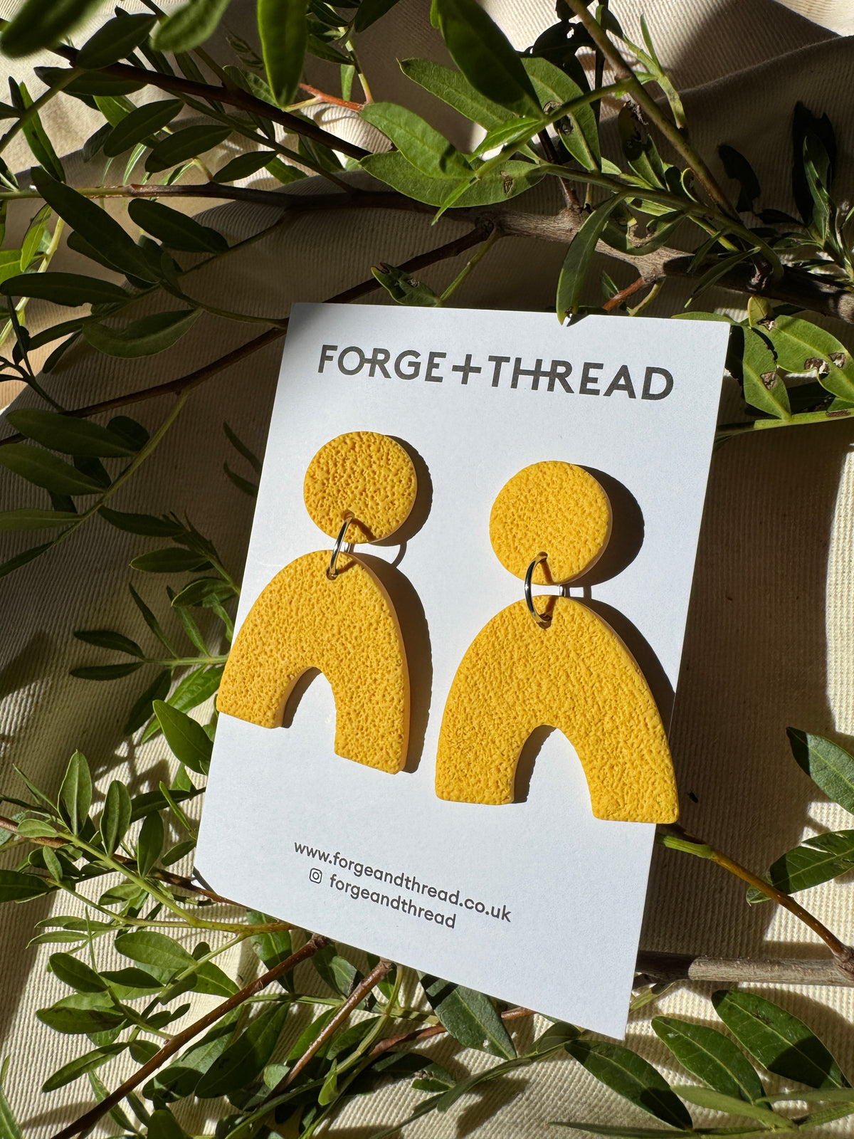 YELLOW TEXTURED ARC EARRINGS