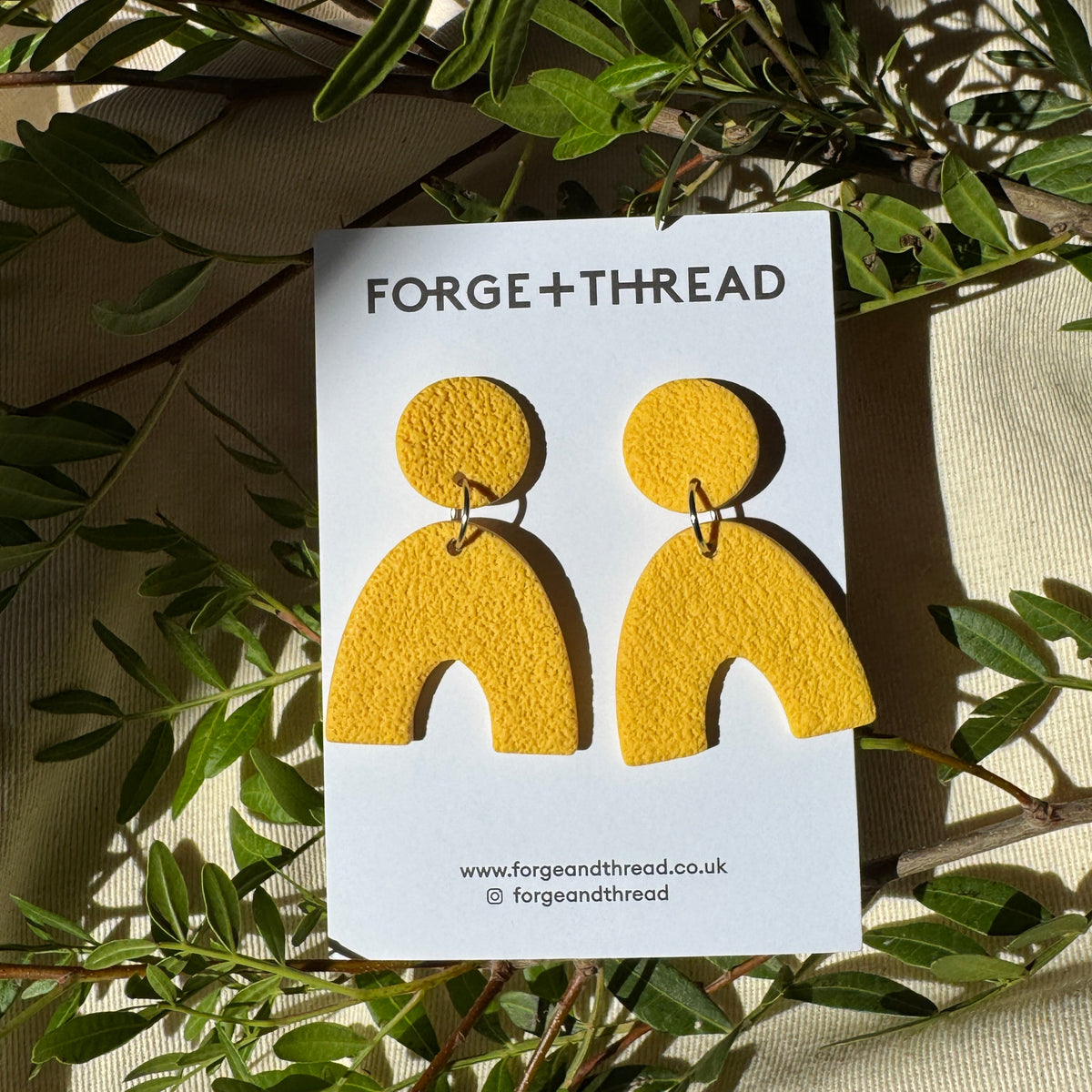 YELLOW TEXTURED ARC EARRINGS