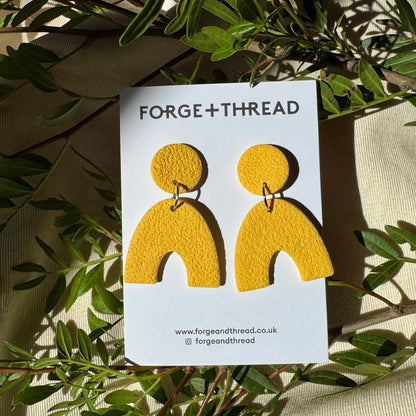YELLOW TEXTURED ARC EARRINGS