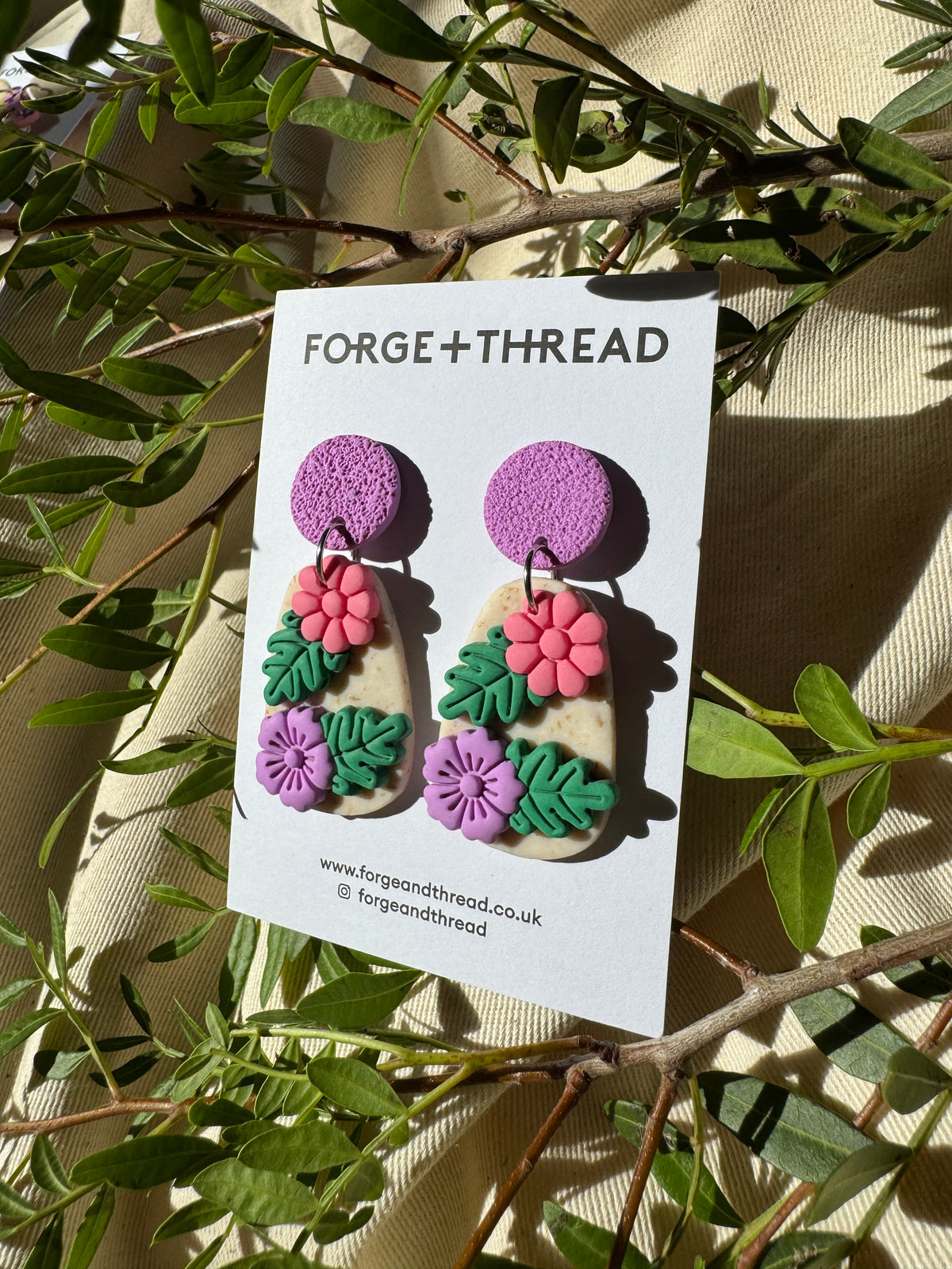 3D FLOWER PEBBLE EARRINGS - LILAC