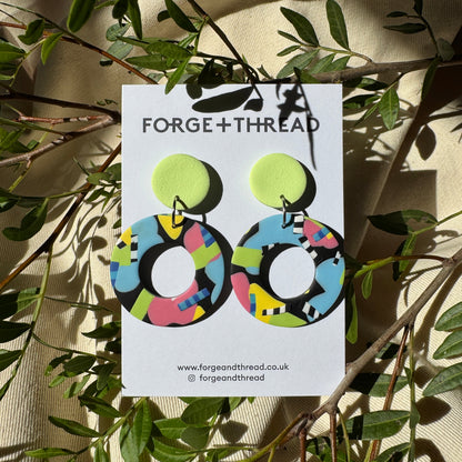 ABSTRACT POP ART CIRCLE EARRINGS