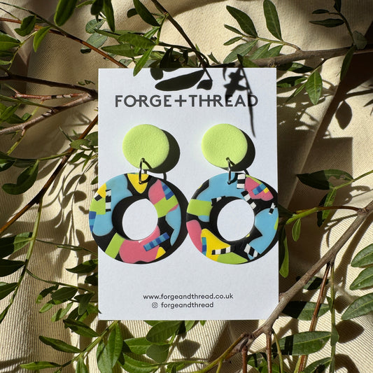 ABSTRACT POP ART CIRCLE EARRINGS