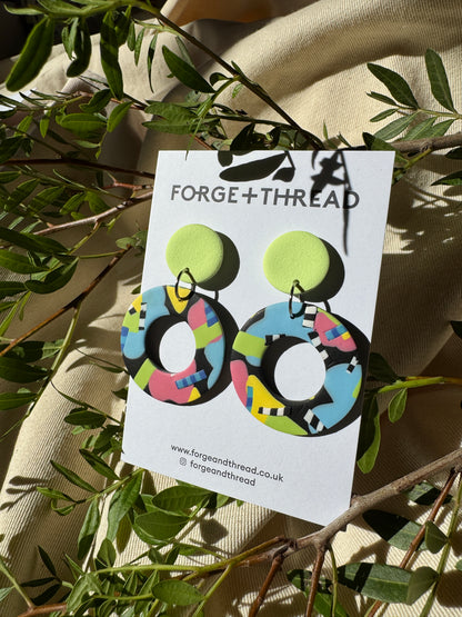ABSTRACT POP ART CIRCLE EARRINGS