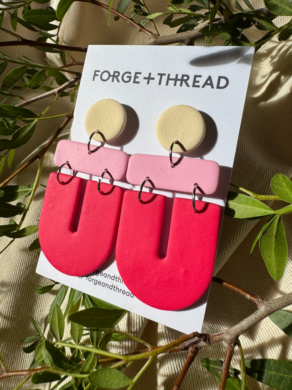 LARGE RED & PINK 3 PIECE EARRINGS