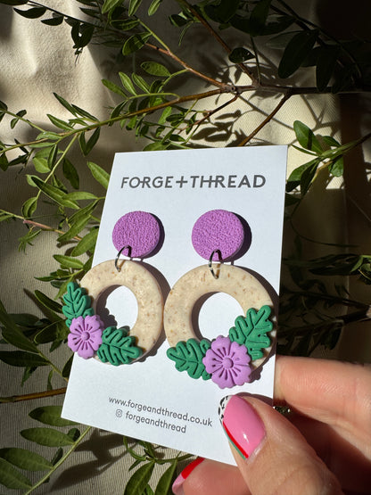 3D FLOWER CIRCLE EARRINGS