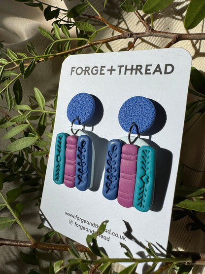 BOOK ARCH EARRINGS - BLUE