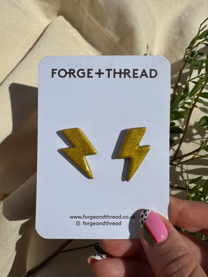 GOLD METALLIC LIGHTNING STUDS