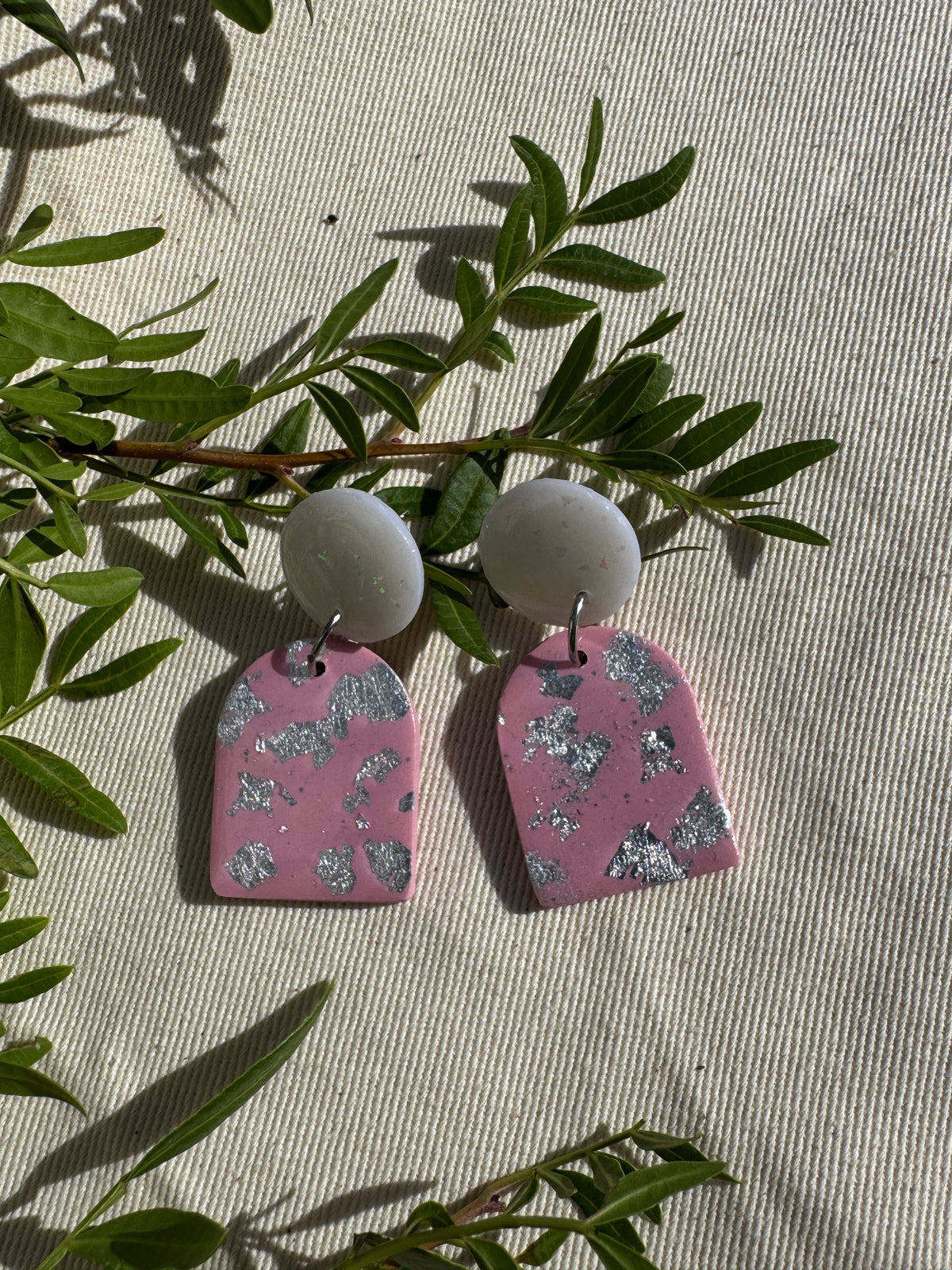 PINK & SILVER ARCH EARRINGS - SALE