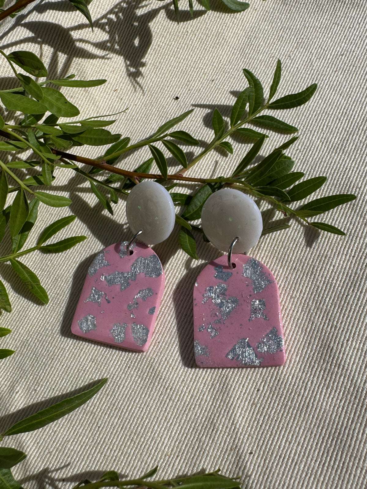 PINK & SILVER ARCH EARRINGS - SALE