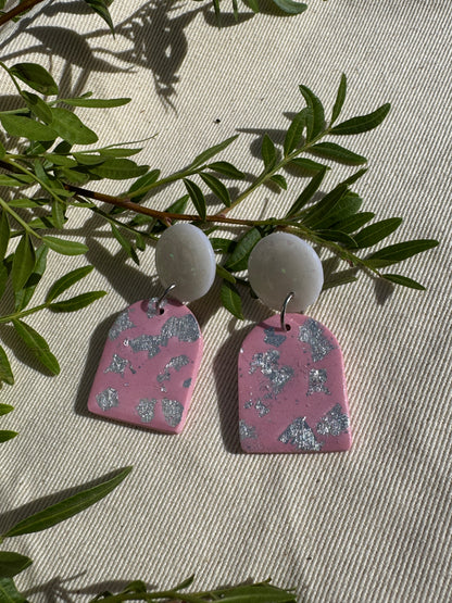 PINK & SILVER ARCH EARRINGS - SALE