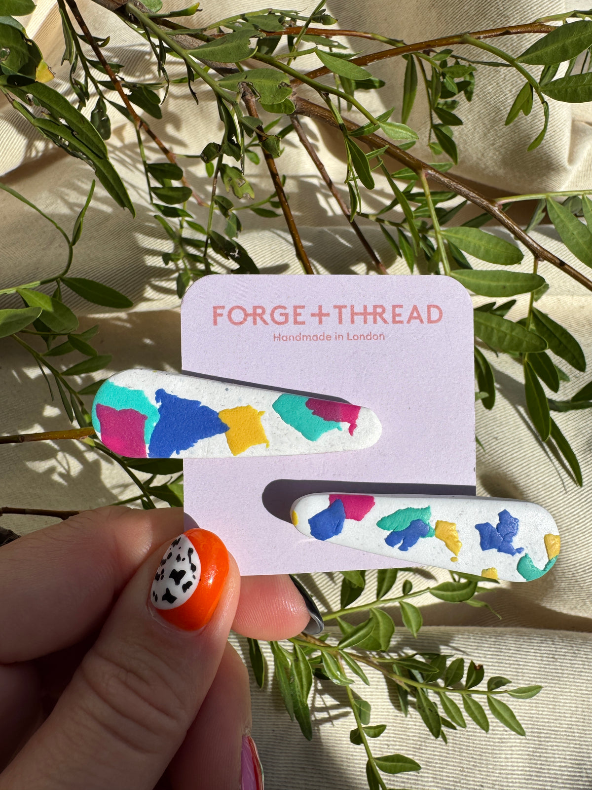 WHITE TERRAZZO HAIR SLIDE - SALE