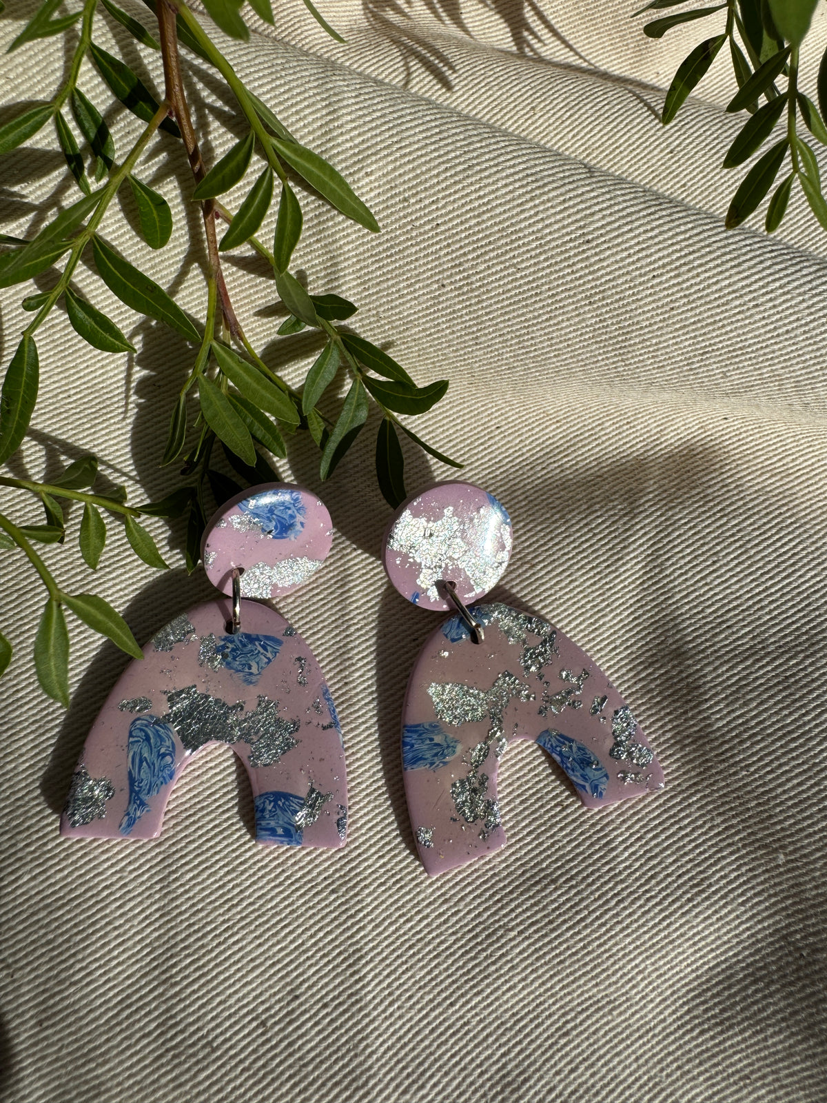 PINK & SILVER ARC EARRINGS