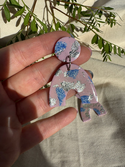 PINK & SILVER ARC EARRINGS