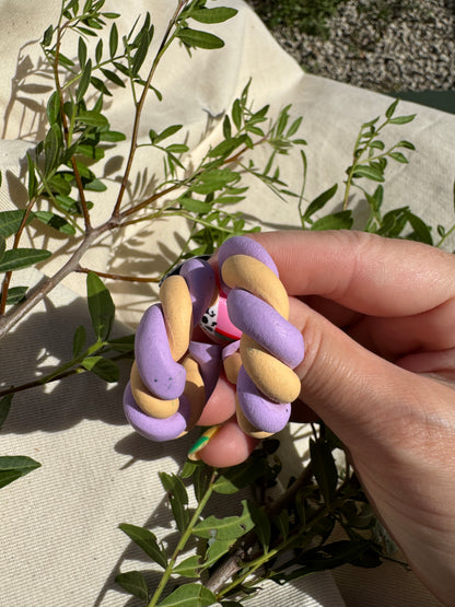 SMALL LILAC & ORANGE TWISTED FLUMP HOOPS