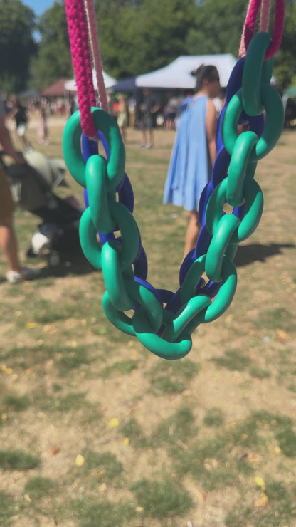 ROYAL BLUE / TURQUOISE CHUNKY LINK NECKLACE