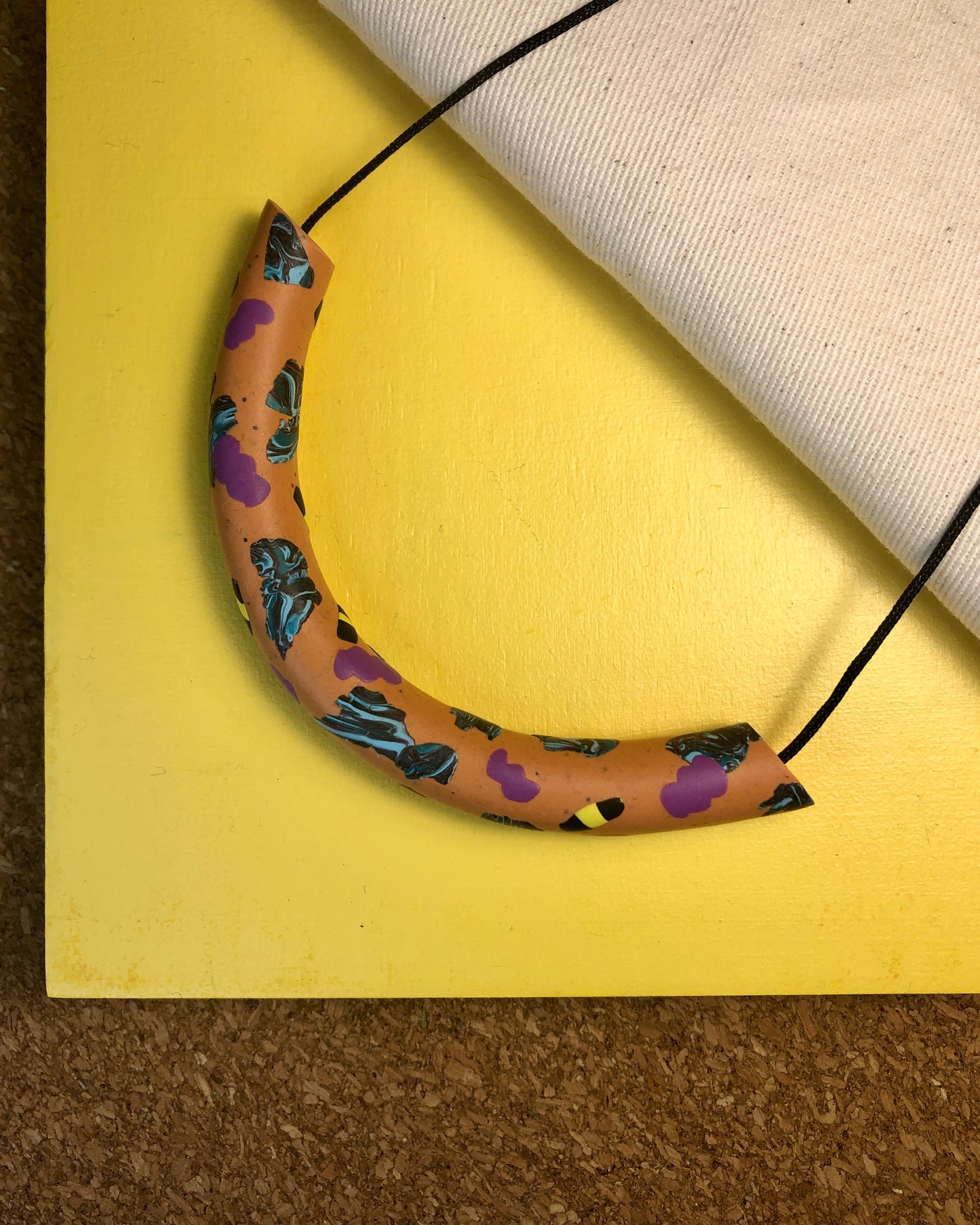 ABSTRACT ORANGE & PURPLE ARCH NECKLACE