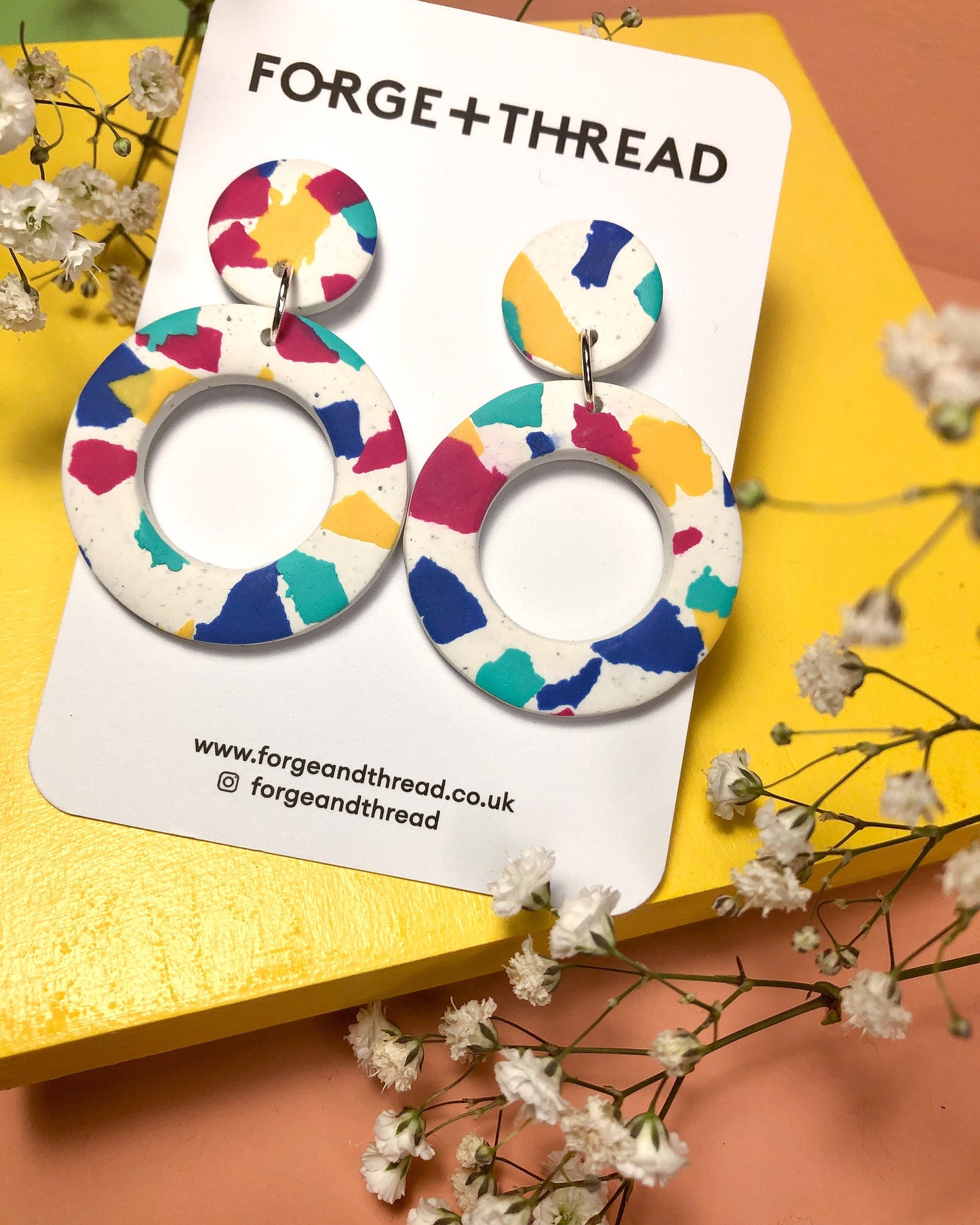 WHITE TERRAZZO DOUGHNUT EARRINGS