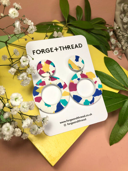 WHITE TERRAZZO DOUGHNUT EARRINGS